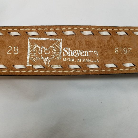 Western belt tan/black/white whipstitching S - Picture 4 of 4